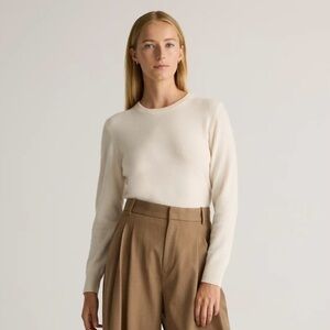 Quince Mongolian Cashmere Crewneck Sweater in Ivory